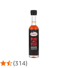 Bouteille de sauce piri piri Calvé, recette traditionnelle, avec une note de 4,3 étoiles.