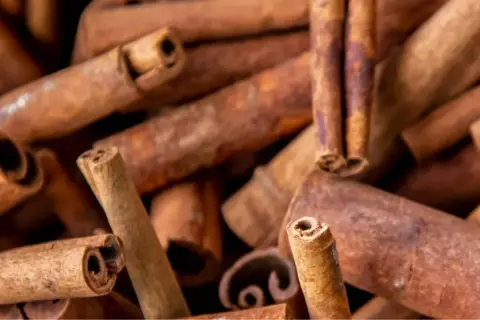 Bâtonnets de cannelle, une épice appréciée pour son arôme. Attention aux cannelle effets secondaires si consommée en excès.