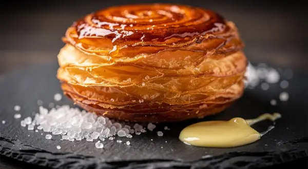 Un kouign amann, gâteau breton feuilleté et caramélisé, évoque la richesse et la tradition. Son nom, "kouign amann signification", raconte une histoire de beurre et de sucre.