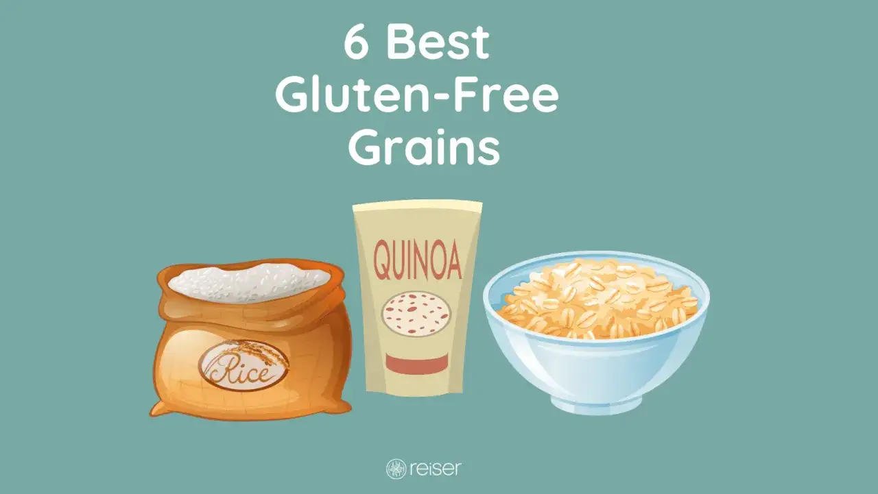 Sac de riz, paquet de quinoa et bol d'avoine, illustrant quelles céréales sans gluten sont les meilleures.