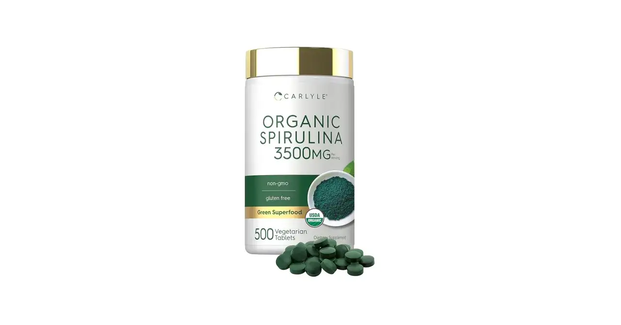 Bouteille de spiruline bio 3500mg, 500 comprim&eacute;s. D&eacute;couvrez les bienfaits de ce superaliment vert, sans OGM et sans gluten.